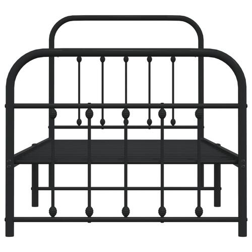 Sengeramme med sengegavl og fodgærde 90x200 cm metal sort