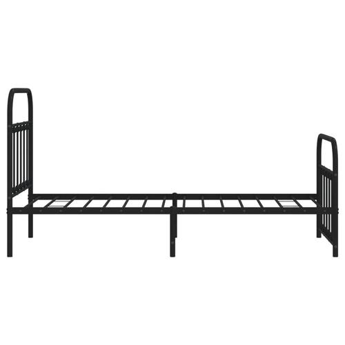 Sengeramme med sengegavl og fodgærde 90x200 cm metal sort