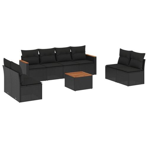 Sofasæt til haven 9 dele med hynder polyrattan sort