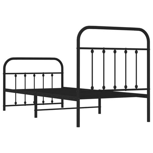 Sengeramme med sengegavl og fodgærde 90x200 cm metal sort