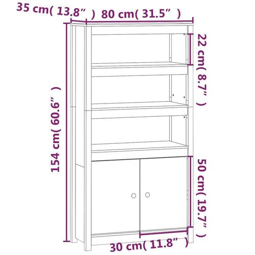 Skab 80x35x154 cm massivt fyrretræ gyldenbrun