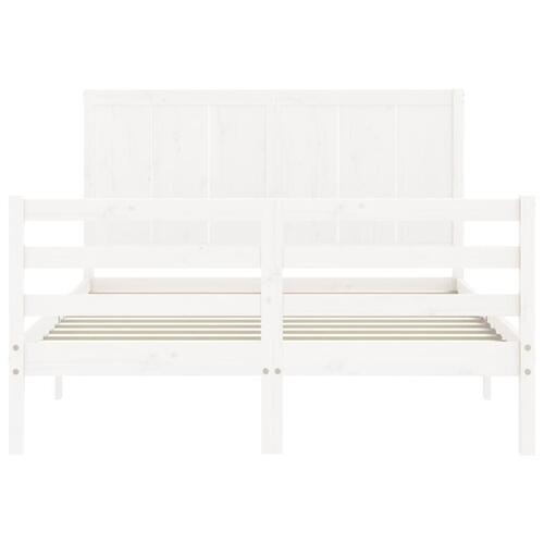 Sengeramme med sengegavl 140x200 cm massivt træ hvid