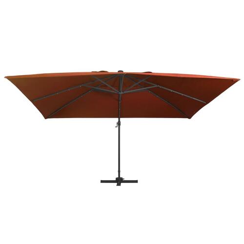 Hængeparasol med LED-lys 400x300 cm terrakotta
