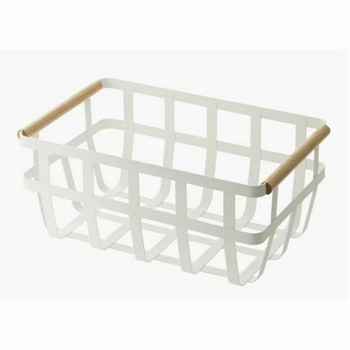 Multibrug kurv Hvid Natur Metal Fyrretræ 36 x 22 x 15,5 cm