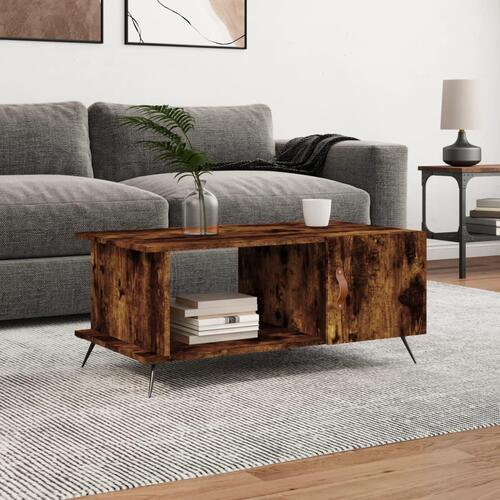 Sofabord 90x50x40 cm konstrueret træ røget egetræsfarve