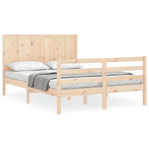 Sengeramme med sengegavl kingsize massivt træ
