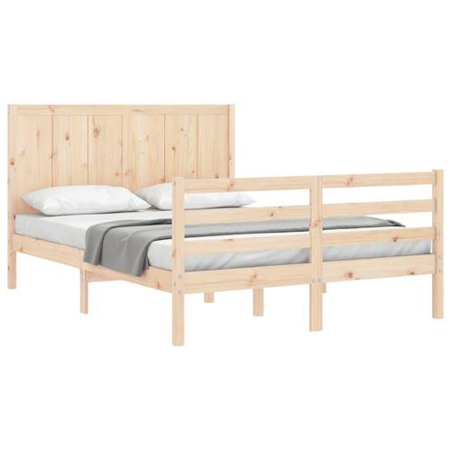 Sengeramme med sengegavl kingsize massivt træ