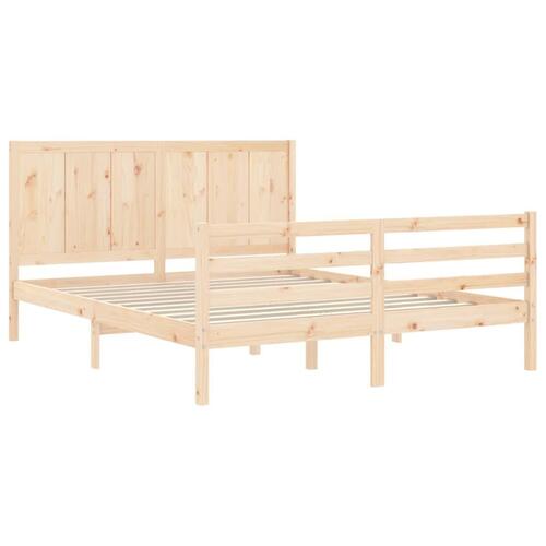 Sengeramme med sengegavl kingsize massivt træ