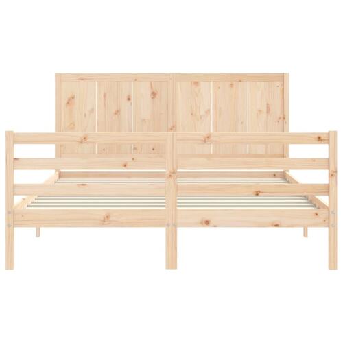 Sengeramme med sengegavl kingsize massivt træ