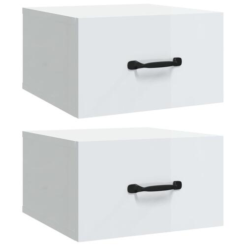 Væghængte sengeborde 2 stk. 35x35x20 cm hvid højglans