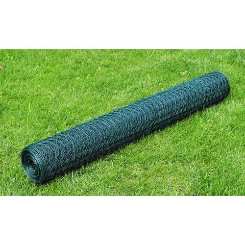 Hønsenet 25x0,5 m stål med PVC-belægning grøn
