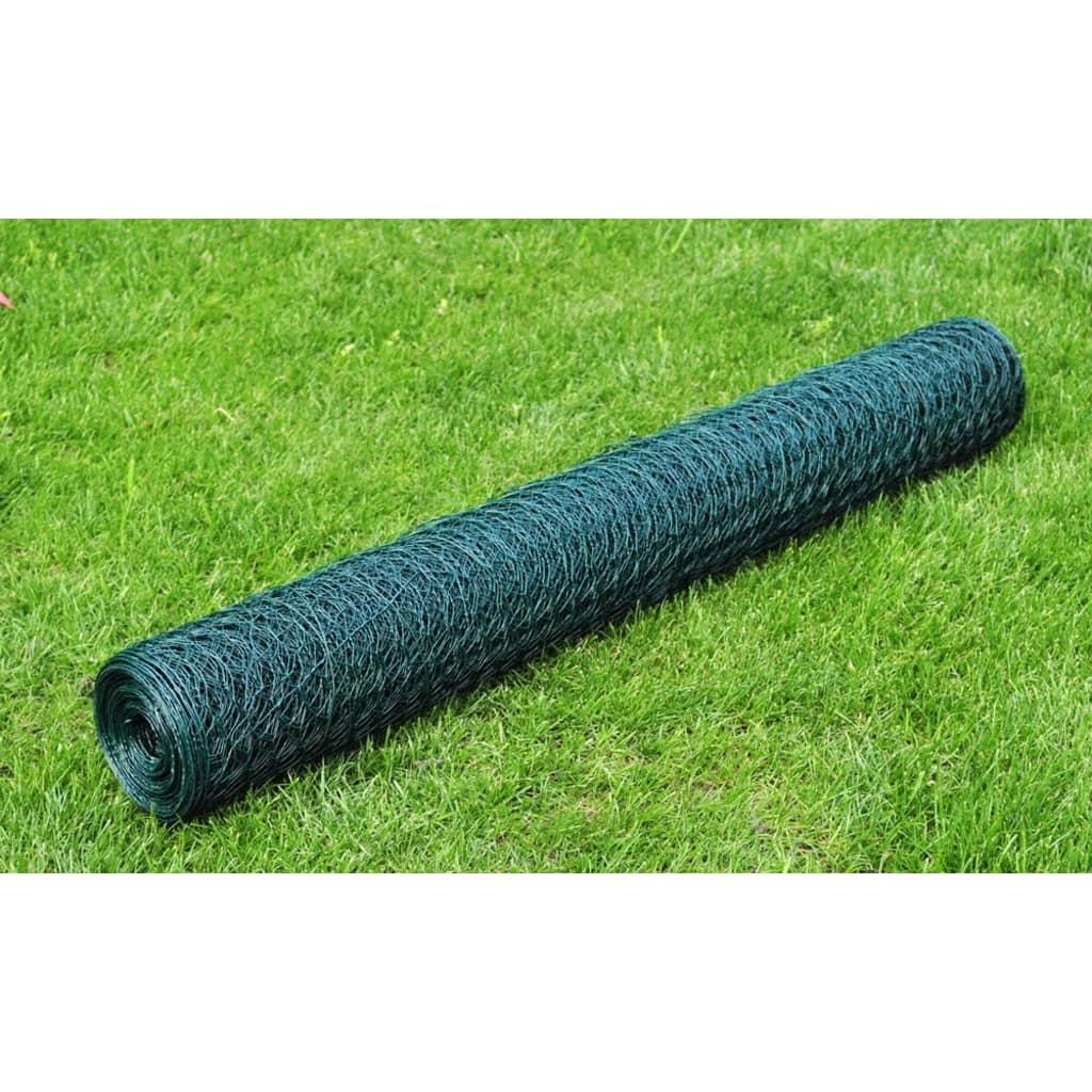 Hønsenet 25x0,5 m stål med PVC-belægning grøn