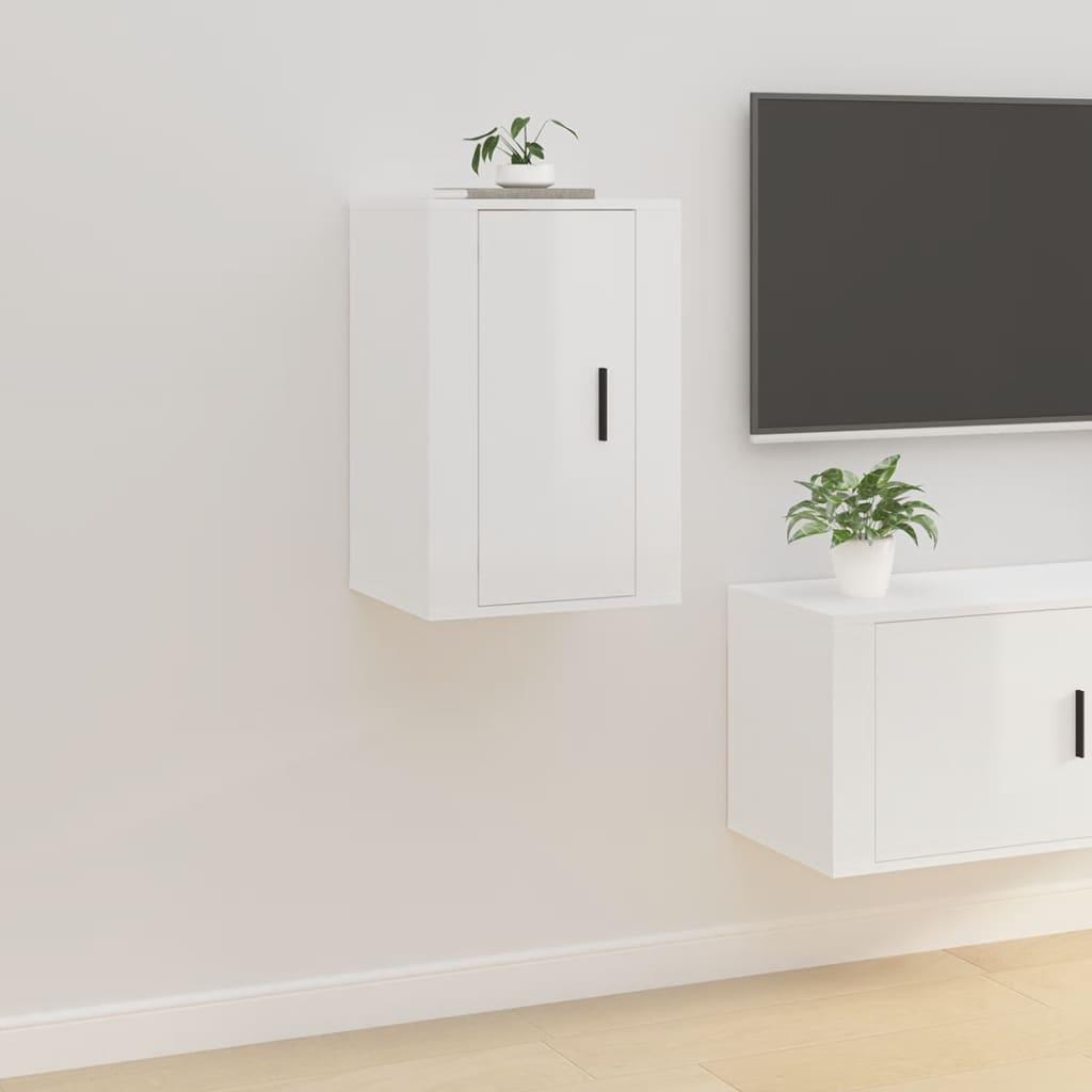 Væghængt tv-skab 40x34,5x60 cm hvid højglans