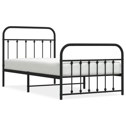 Sengeramme med sengegavl og fodgærde 100x190 cm metal sort