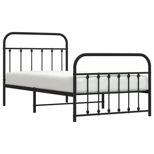 Sengeramme med sengegavl og fodgærde 100x190 cm metal sort
