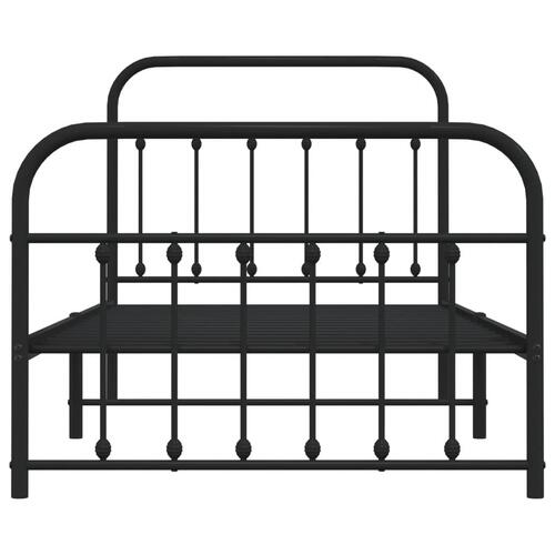 Sengeramme med sengegavl og fodgærde 100x190 cm metal sort