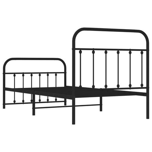 Sengeramme med sengegavl og fodgærde 100x190 cm metal sort