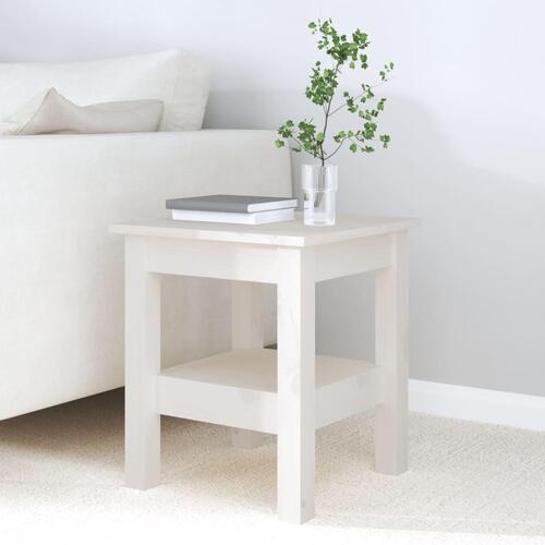 Sofabord 35x35x40 cm massivt fyrretræ hvid