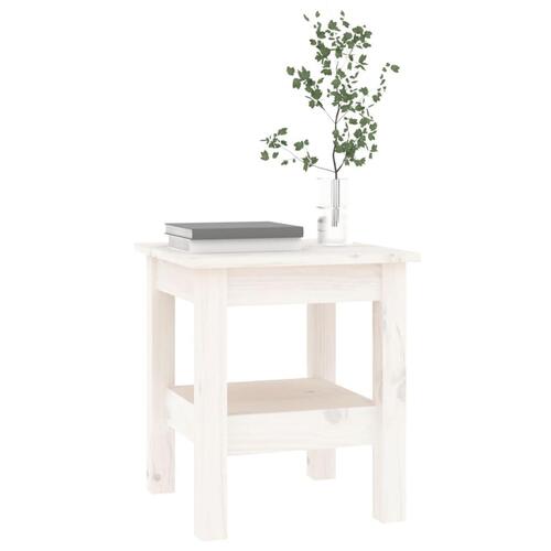 Sofabord 35x35x40 cm massivt fyrretræ hvid