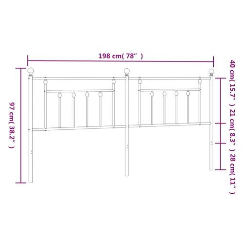 Sengegavl 193 cm metal sort