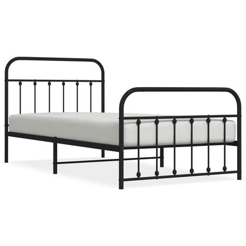 Sengeramme med sengegavl og fodgærde 107x203 cm metal sort