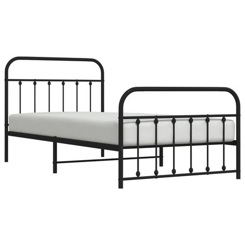 Sengeramme med sengegavl og fodgærde 107x203 cm metal sort
