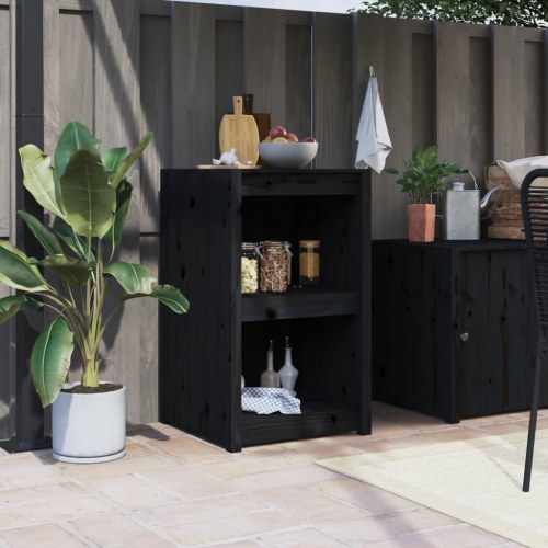 Udendørs køkkenskab 55x55x92 cm massivt fyrretræ sort
