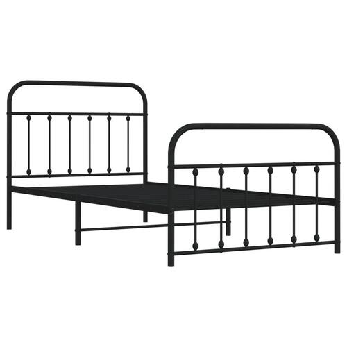 Sengeramme med sengegavl og fodgærde 107x203 cm metal sort