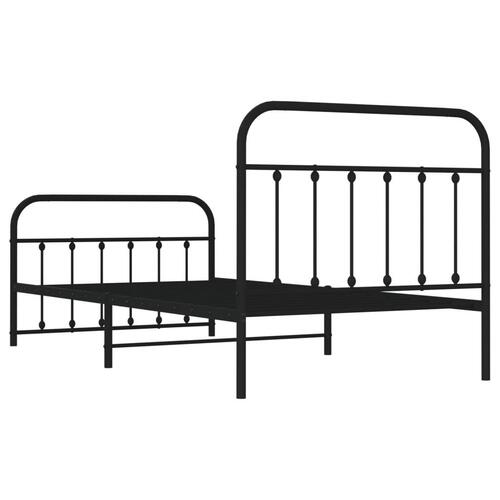 Sengeramme med sengegavl og fodgærde 107x203 cm metal sort