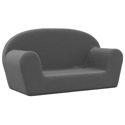 2-personers sofa til børn blødt plys antracitgrå