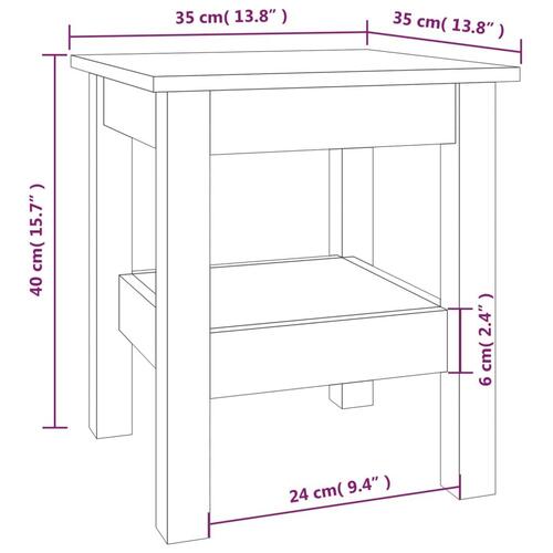 Sofabord 35x35x40 cm massivt fyrretræ grå
