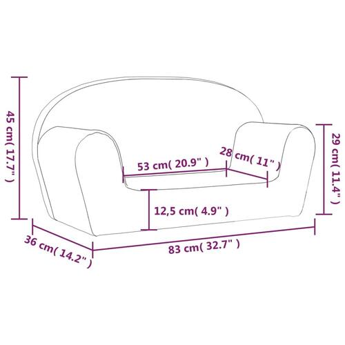 2-personers sofa til børn blødt plys antracitgrå