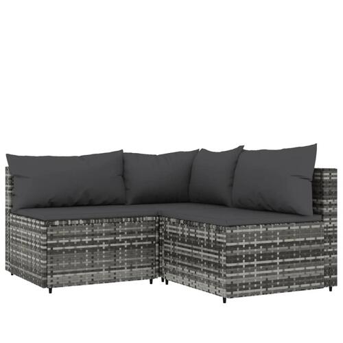 Loungesæt til haven 4 dele med hynder polyrattan grå