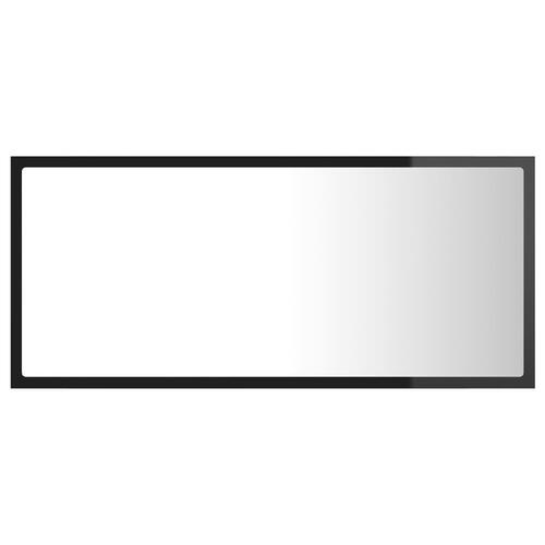 Badeværelsesspejl med LED-lys 90x8,5x37 cm akryl sort højglans
