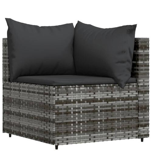 Loungesæt til haven 4 dele med hynder polyrattan grå