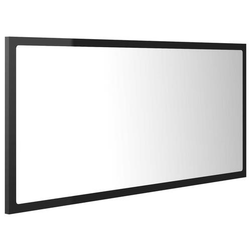 Badeværelsesspejl med LED-lys 90x8,5x37 cm akryl sort højglans