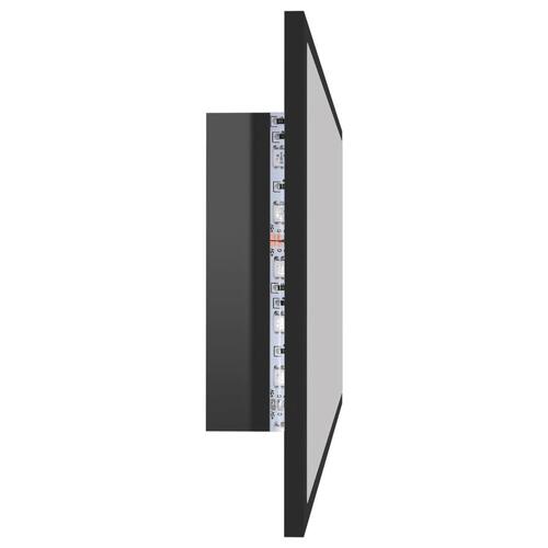 Badeværelsesspejl med LED-lys 90x8,5x37 cm akryl sort højglans