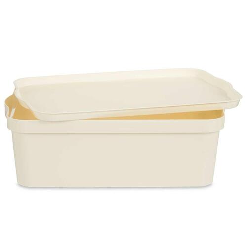 Opbevaringsboks med låg Flødefarvet Plastik 14 L 29,5 x 14,3 x 45 cm (12 enheder)