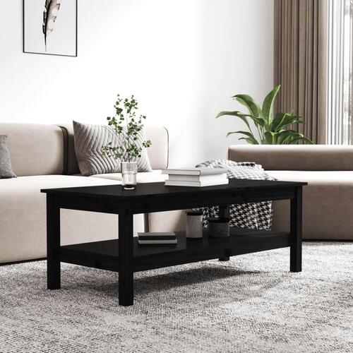 Sofabord 110x50x40 cm massivt fyrretræ sort