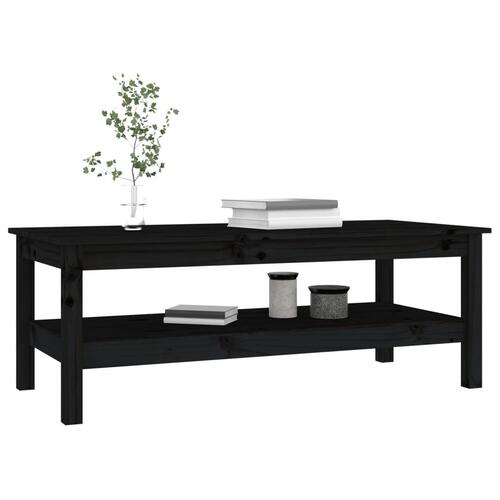 Sofabord 110x50x40 cm massivt fyrretræ sort