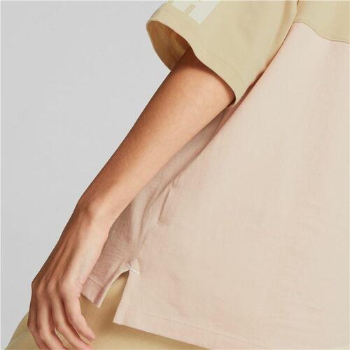 Kortærmet T-shirt til Kvinder Puma Colorblock Beige S
