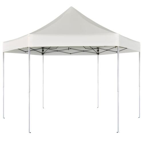 Sekskantet foldbar pop op-pavillon 3,6x3,1 m cremefarvet