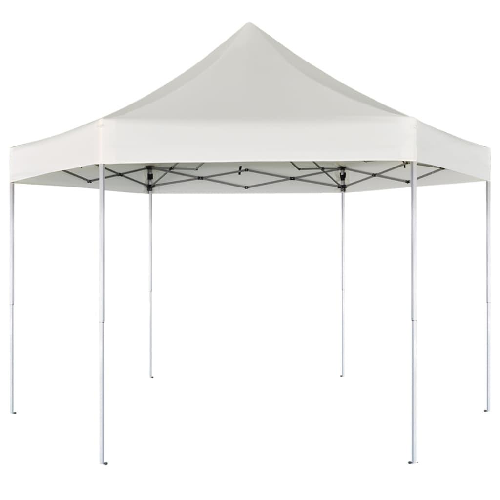 Sekskantet foldbar pop op-pavillon 3,6x3,1 m cremefarvet