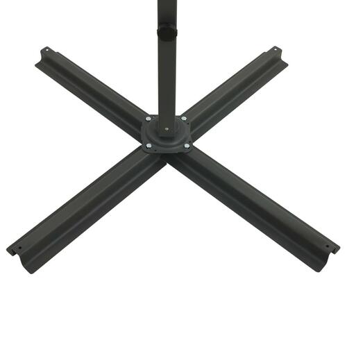 Hængeparasol med stang + LED-lys 250 cm sort