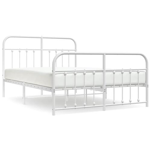 Sengeramme med sengegavl og fodgærde 135x190 cm metal hvid