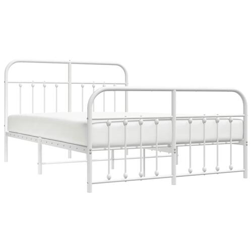 Sengeramme med sengegavl og fodgærde 135x190 cm metal hvid