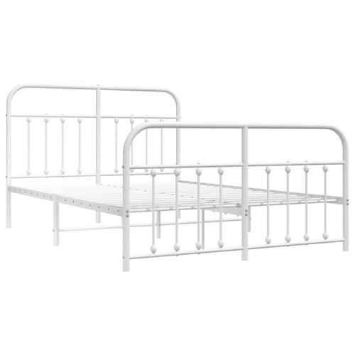 Sengeramme med sengegavl og fodgærde 135x190 cm metal hvid