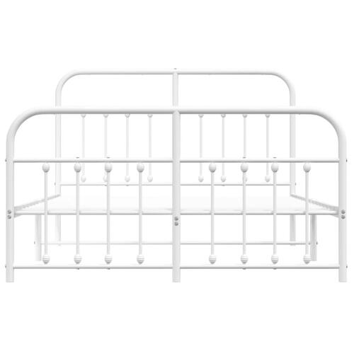 Sengeramme med sengegavl og fodgærde 135x190 cm metal hvid