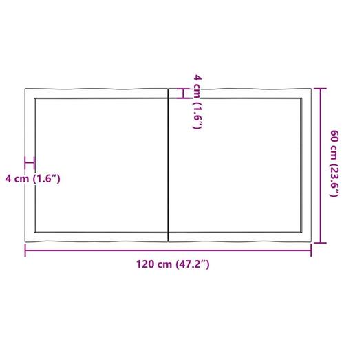 Bordplade 120x60x(2-6)cm naturlig kant ubehandlet massivt træ
