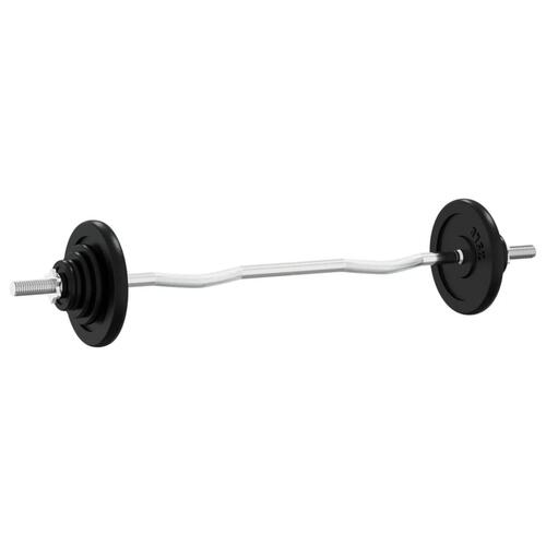 Vægtstang med skiver 60 kg støbejern og forkromet stål
